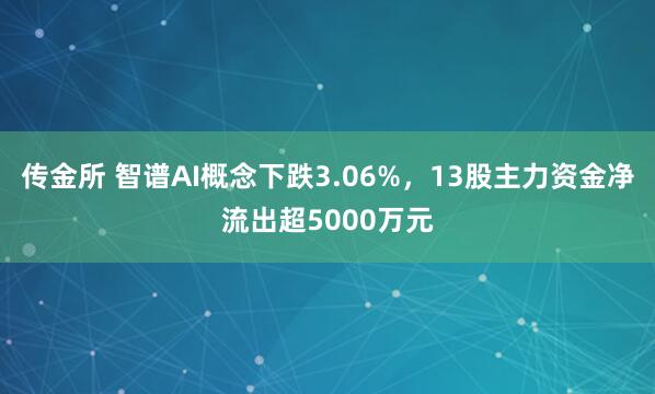 传金所 智谱AI概念下跌3.06%，13股主力资金净流出超5000万元